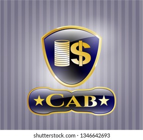  Gold badge or emblem with stack of coins icon and Cab text inside