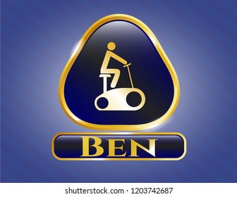  Gold badge or emblem with stationary bike icon and Ben text inside