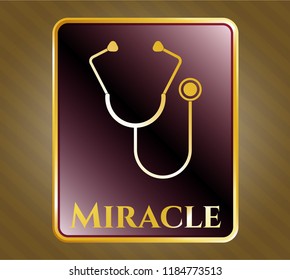  Gold badge or emblem with stethoscope icon and Miracle text inside