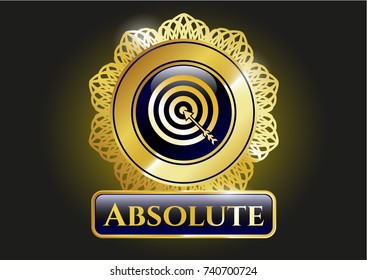  Gold badge or emblem with target, business icon and Absolute text inside