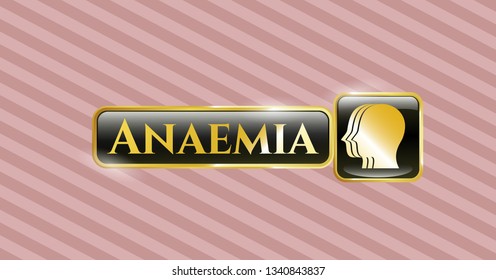  Gold badge or emblem with team work icon and Anaemia text inside