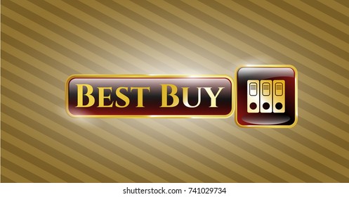  Gold badge or emblem with three folders icon and Best Buy text inside