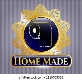  Gold badge or emblem with toilet paper icon and Home Made text inside