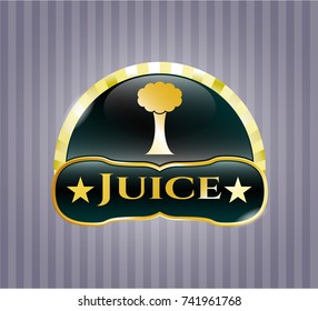  Gold badge or emblem with tree icon and Juice text inside