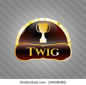  Gold badge or emblem with trophy icon and Twig text inside