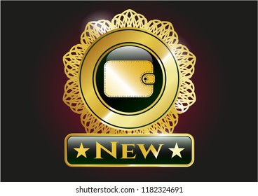  Gold badge or emblem with wallet icon and New text inside