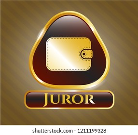  Gold badge or emblem with wallet icon and Juror text inside