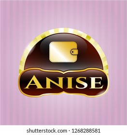  Gold badge or emblem with wallet icon and Anise text inside