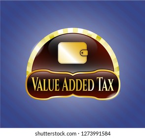  Gold badge or emblem with wallet icon and Value Added Tax text inside