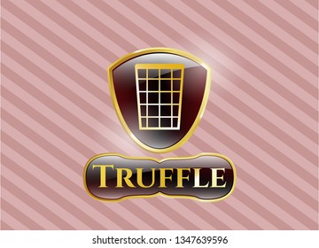  Gold badge or emblem with wastepaper basket icon and Truffle text inside