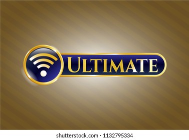  Gold badge or emblem with wifi signal icon and Ultimate text inside