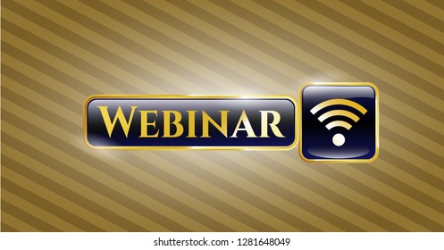  Gold badge or emblem with wifi signal icon and Webinar text inside
