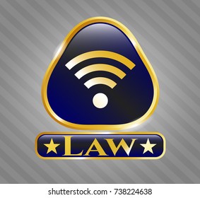  Gold badge or emblem with wifi signal icon and Law text inside