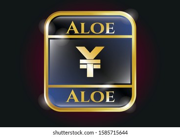  Gold badge or emblem with yuan icon and Aloe text inside
