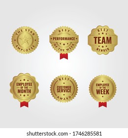 Gold badge employee award set illustration vector