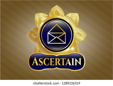  Gold badge with envelope icon and Ascertain text inside