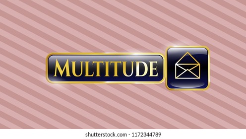  Gold badge with envelope icon and Multitude text inside