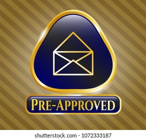   Gold badge with envelope icon and Pre-Approved text inside
