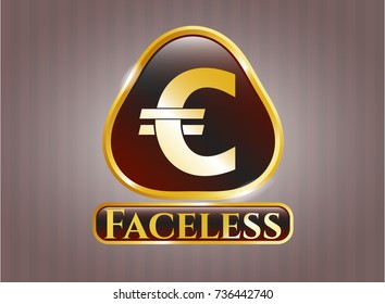  Gold badge with euro icon and Faceless text inside