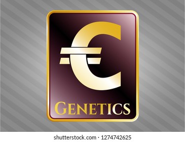  Gold badge with euro icon and Genetics text inside