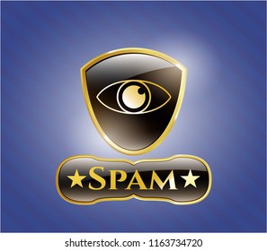  Gold badge with eye icon and Spam text inside