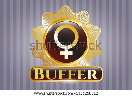  Gold badge with female icon and Buffer text inside