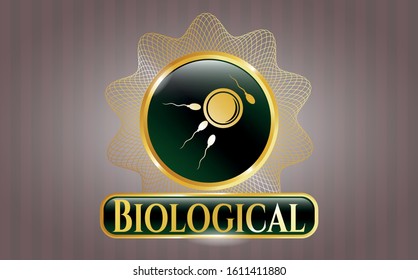  Gold badge with fertilization icon and Biological text inside