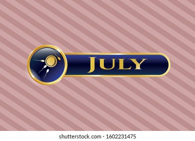  Gold badge with fertilization icon and July text inside