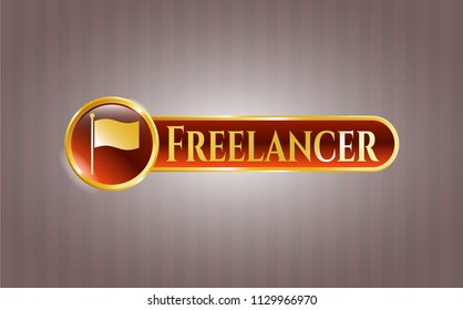  Gold badge with flag icon and Freelancer text inside