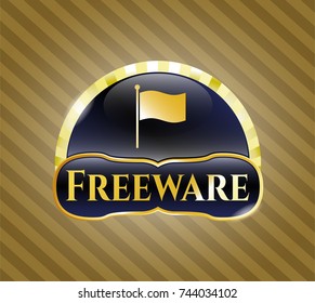  Gold badge with flag icon and Freeware text inside