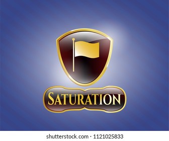  Gold badge with flag icon and Saturation text inside