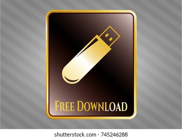  Gold badge with flash drive icon and Free Download text inside