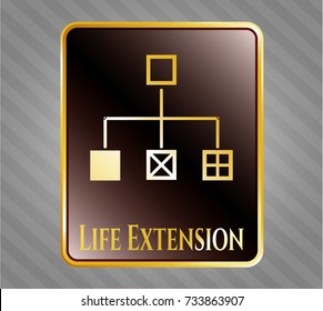 Gold badge with flowchart icon and Life Extension text inside