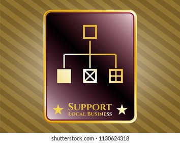  Gold badge with flowchart icon and Support Local Business text inside