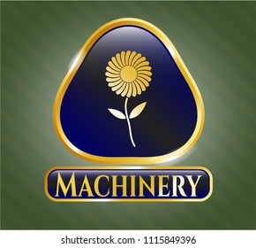  Gold badge with flower icon and Machinery text inside