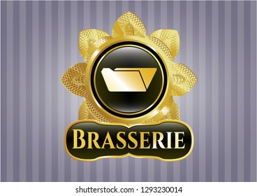  Gold badge with folder icon and Brasserie text inside