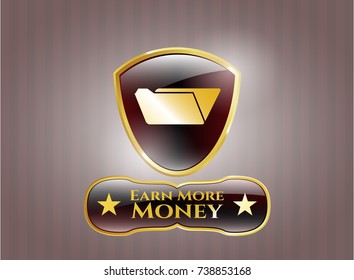  Gold badge with folder icon and Earn More Money text inside