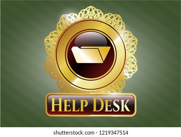  Gold badge with folder icon and Help Desk text inside