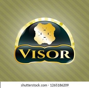  Gold badge with four leaf clover icon and Visor text inside