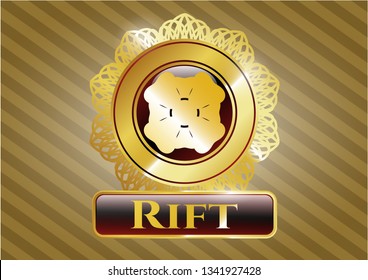  Gold badge with four leaf clover icon and Rift text inside