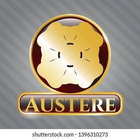  Gold badge with four leaf clover icon and Austere text inside