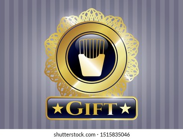  Gold badge with fries icon and Gift text inside