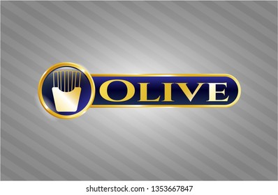  Gold badge with fries icon and Olive text inside