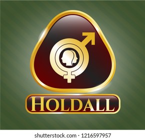  Gold badge with gender dysphoria icon and Holdall text inside
