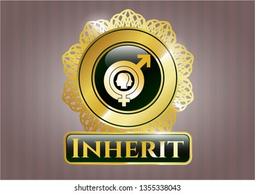  Gold badge with gender dysphoria icon and Inherit  text inside