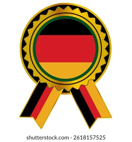 Gold badge with Germany flag and matching ribbon design  
