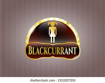  Gold badge with girl icon and Blackcurrant text inside