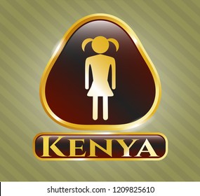  Gold badge with girl icon and Kenya text inside