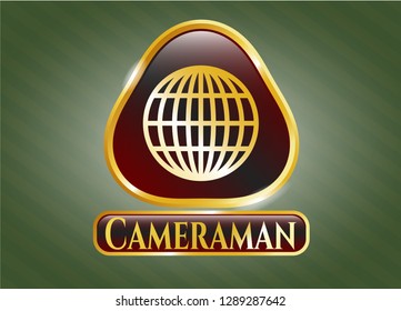  Gold badge with globe, website icon and Cameraman text inside
