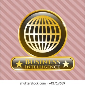  Gold badge with globe, website icon and Business Intelligence text inside